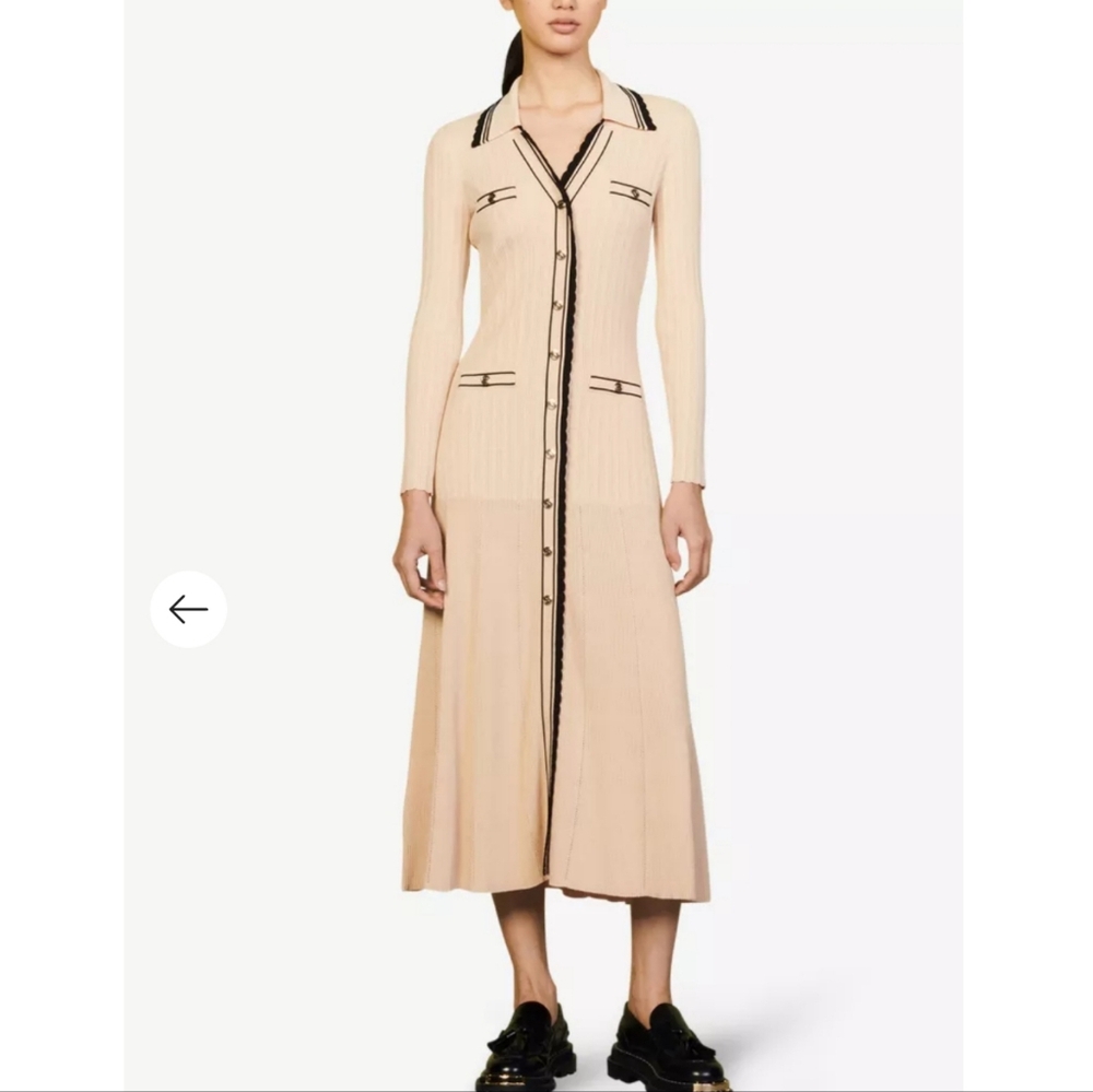 SANDRO ALEXANDRINE RIBBED KNIT DRESS